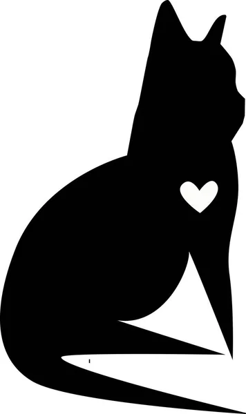 Silhouette Nera Gatto — Foto Stock