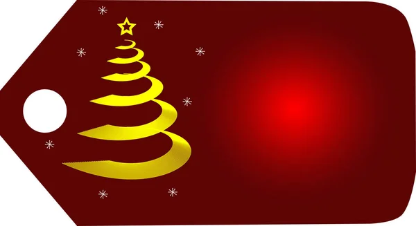Altın bir Noel ağacı soyut etiket