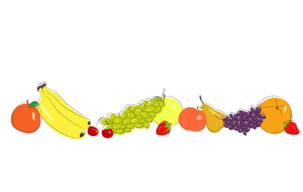 Ensemble Fruits Croquis Couleur — Image vectorielle