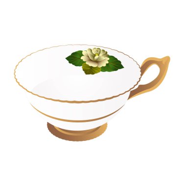 Vektör kompozisyon ile Cup dekore edilmiş kiraz. Elle çizilmiş bir resim için bir belge, bir Web sitesi, sunum, vb içine ekleme.