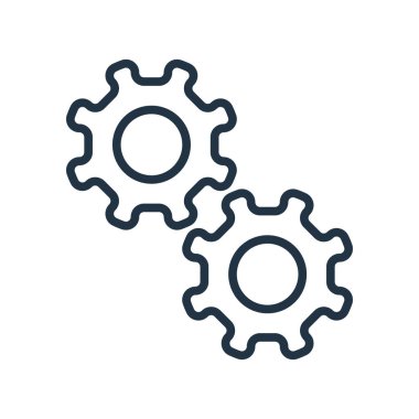 Beyaz arka plan üzerinde dişli şeffaf işareti izole dişli simge vektör