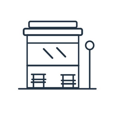 Otobüs durağı simge vektör beyaz arka plan üzerinde otobüs durağı şeffaf işareti izole