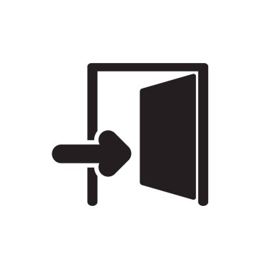 Çıkış simge vektör web ve mobil uygulaması tasarımı, çıkış logo kavramı için izole üzerinde beyaz arka plan