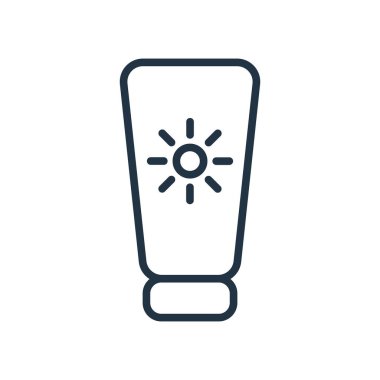 Beyaz arka plan üzerinde güneş kremi şeffaf işareti izole güneş kremi simge vektör