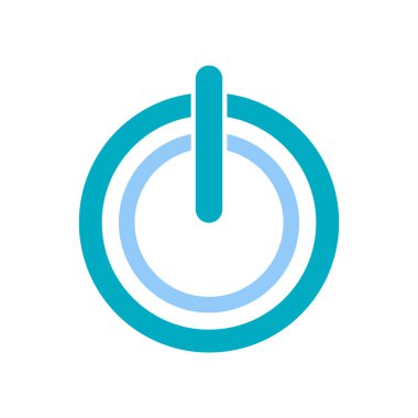 Güç simgesi üzerinde izole beyaz arka plan web ve mobil uygulaması tasarımı, güç logo kavramı için vektör