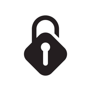 Web ve mobil uygulaması tasarımı, kilitli değil logo kavramı için beyaz arka plan üzerinde izole kilidi simge vektör