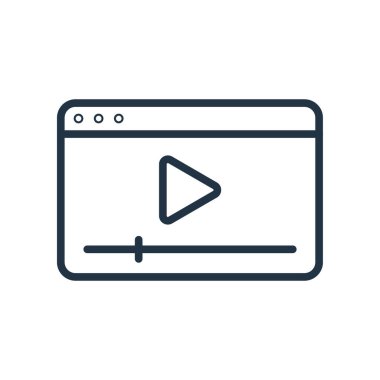 Beyaz arka plan üzerinde Video oyuncu şeffaf işareti izole video oynatıcı simge vektör