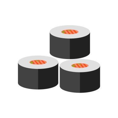 Web ve mobil uygulaması tasarımı, suşi logo kavramı için beyaz arka plan üzerinde izole suşi simge vektör