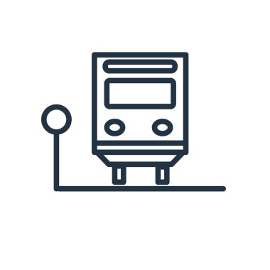 Otobüs durağı simge vektör beyaz arka plan üzerinde otobüs durağı şeffaf işareti izole