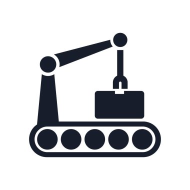 Web ve mobil uygulaması tasarımı, konveyör logo kavramı için beyaz arka plan üzerinde izole konveyör simge vektör