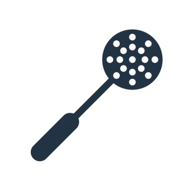 Beyaz arka plan üzerinde Slotted kaşık şeffaf işareti izole Slotted kaşık simge vektör