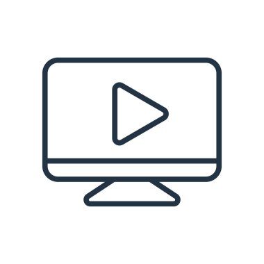 Beyaz arka plan üzerinde Video oyuncu şeffaf işareti izole video oynatıcı simge vektör