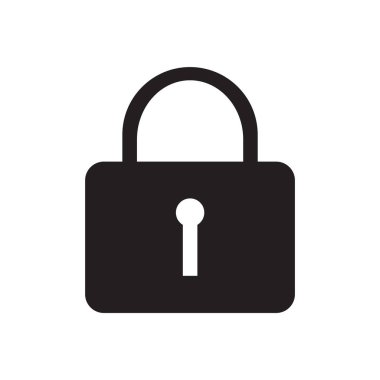 Web ve mobil uygulaması tasarım, kilitli logo kavramı için beyaz arka plan üzerinde izole kilitli simge vektör