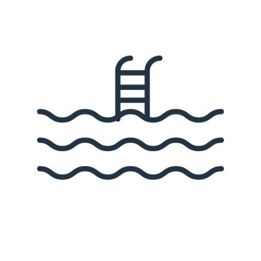 Yüzme Havuzu simge vektör beyaz arka plan üzerinde yüzme havuzu şeffaf işareti izole