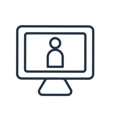 Beyaz arka plan üzerinde monitör şeffaf işareti izole monitör simge vektör