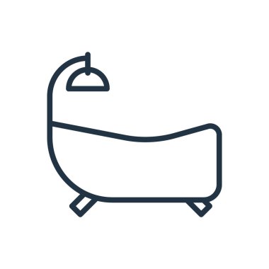 Beyaz arka plan üzerinde küvet şeffaf işareti izole küvet simge vektör