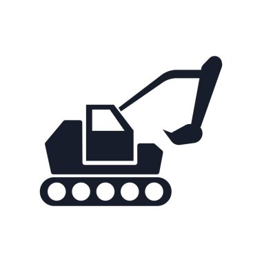 Web ve mobil uygulaması tasarımı, ekskavatör logo kavramı için beyaz arka plan üzerinde izole Ekskavatör simge vektör