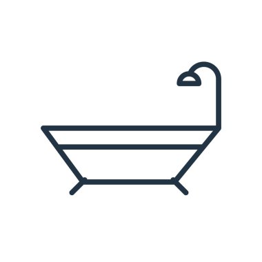 Beyaz arka plan üzerinde küvet şeffaf işareti izole küvet simge vektör