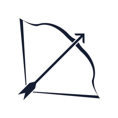 Web ve mobil uygulaması tasarım, yay ve ok logo kavramı için beyaz arka plan üzerinde izole yay ve ok simge vektör