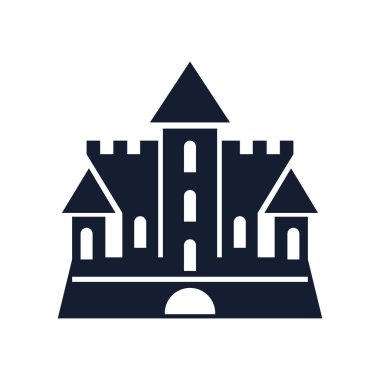 Web ve mobil uygulaması tasarımı, kale logo kavramı için beyaz arka plan üzerinde izole Castle simge vektör