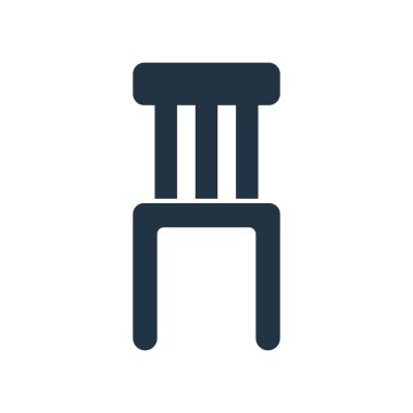 Beyaz arka plan üzerinde sandalye şeffaf işareti izole sandalye simge vektör