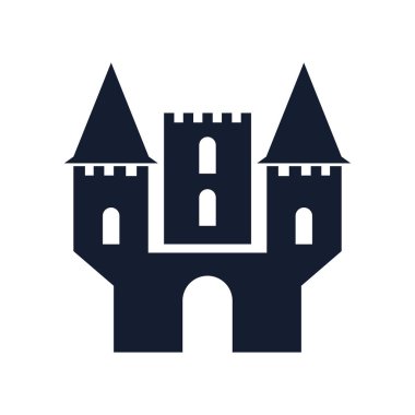 Web ve mobil uygulaması tasarımı, kale logo kavramı için beyaz arka plan üzerinde izole Castle simge vektör