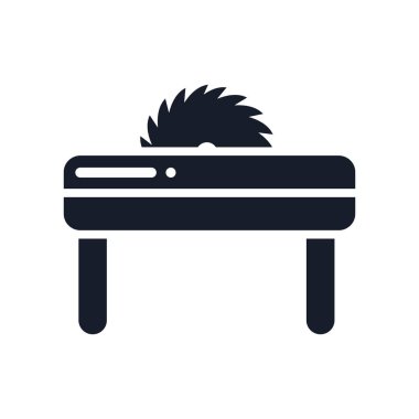 Web ve mobil uygulaması tasarımı, testere logo kavramı için beyaz arka plan üzerinde izole simge vektör gördüm