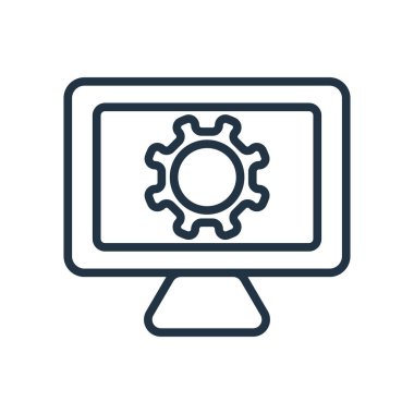 Beyaz arka plan üzerinde bilgisayar şeffaf işareti izole bilgisayar simge vektör