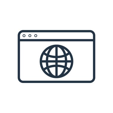 Beyaz arka plan üzerinde tarayıcı şeffaf işareti izole tarayıcı simge vektör