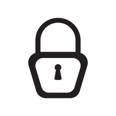 Web ve mobil uygulaması tasarım, kilitli logo kavramı için beyaz arka plan üzerinde izole kilitli simge vektör