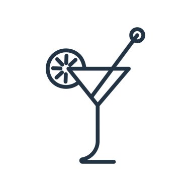 Beyaz arka plan üzerinde kokteyl şeffaf işareti izole kokteyl simge vektör