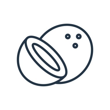 Beyaz zemin üzerine Hindistan cevizi şeffaf işareti izole Hindistan cevizi simge vektör