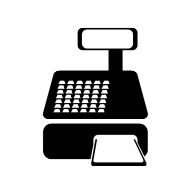 Kasiyer makine simge vektör izole üzerinde beyaz arka plan web ve mobil uygulaması tasarımı, kasiyer makinesi logo konsepti için