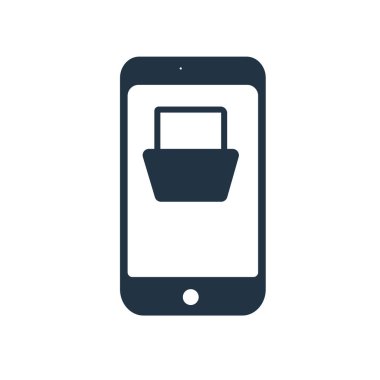 Beyaz arka plan üzerinde Online shop şeffaf kayıt izole online alışveriş simge vektör