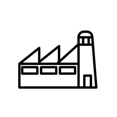 Fabrika simge vektör izole üzerinde beyaz arka plan, fabrika şeffaf işareti, çizgi veya doğrusal işareti, öğenin tasarım anahat tarzı