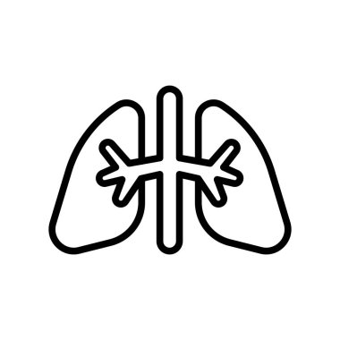 Akciğerler simge vektör lineer tarzda şeffaf işareti, çizgi ve anahat öğelerini beyaz zemin üzerine, akciğerler izole