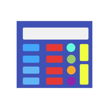 Hesap makinesi simge vektör izole beyaz arka plan, hesap makinesi şeffaf işareti, renkli ekipman sembolleri