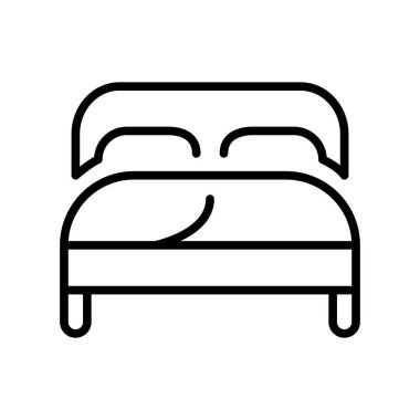 Çift Kişilik Yatak simge vektör lineer tarzda şeffaf işareti, çizgi ve anahat öğelerini beyaz arka plan üzerinde çift kişilik yatak izole