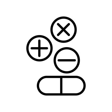 Beyaz arka plan, uyuşturucu şeffaf işareti, çizgi ve anahat öğelerini lineer tarzda izole uyuşturucu simge vektör