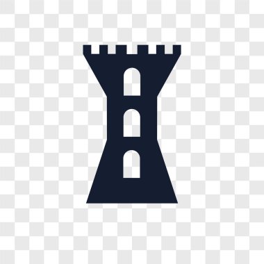 Saydam arka plan üzerinde kule logo kavramı izole kule vektör simgesi