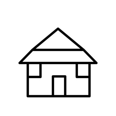 Bungalov simge vektör izole üzerinde beyaz arka plan, Bungalow şeffaf işareti, çizgi veya doğrusal işareti, öğenin tasarım anahat tarzı