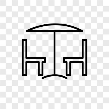 İzole şeffaf arka plan, sandalye ve masa logo kavramı üzerinde sandalye ve masa vektör simgesi