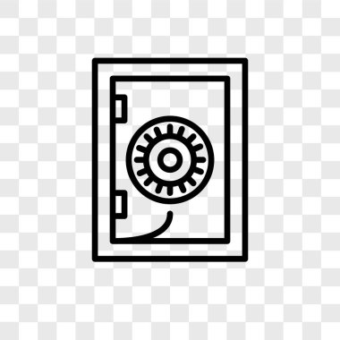 Saydam arka plan üzerinde kasa logo kavramı izole kasa vektör simgesi