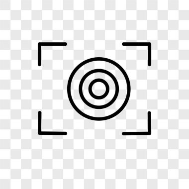 Saydam arka plan üzerinde odak logosu kavramı izole odak vektör simgesi