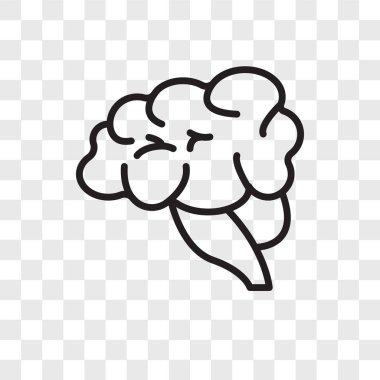 Saydam arka plan üzerinde beyin logo kavramı izole beyin vektör simgesi