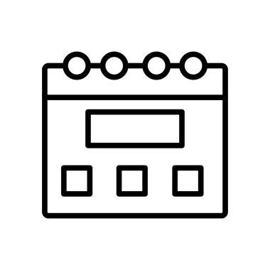 Beyaz arka plan, takvim şeffaf işareti, çizgi ve anahat öğelerini lineer tarzda izole takvim simge vektör