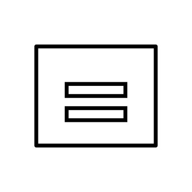 Beyaz arka plan, eşit şeffaf işareti, çizgi ve anahat öğelerini lineer tarzda izole eşit simge vektör