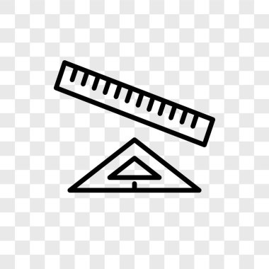 Saydam arka plan üzerinde cetvel logo kavramı izole cetvel vektör simgesi