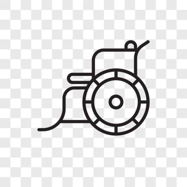 Saydam arka plan üzerinde tekerlekli sandalye logo kavramı izole tekerlekli sandalye vektör simgesi