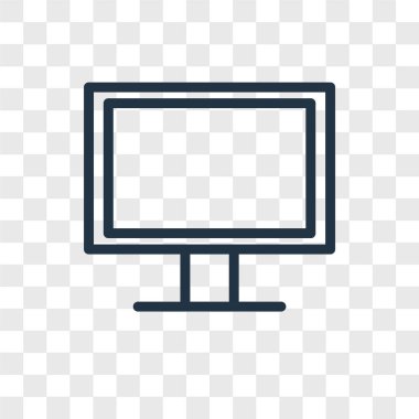 Saydam arka plan üzerinde monitör logo kavramı izole monitör vektör simgesi